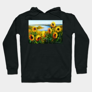 Sunflowers by the river Hoodie